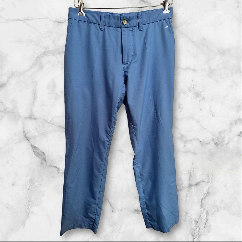 J Lindeberg Mens Regular Fit Chino Golf Pants 30x32 (Fit 32x31) Blue Performance